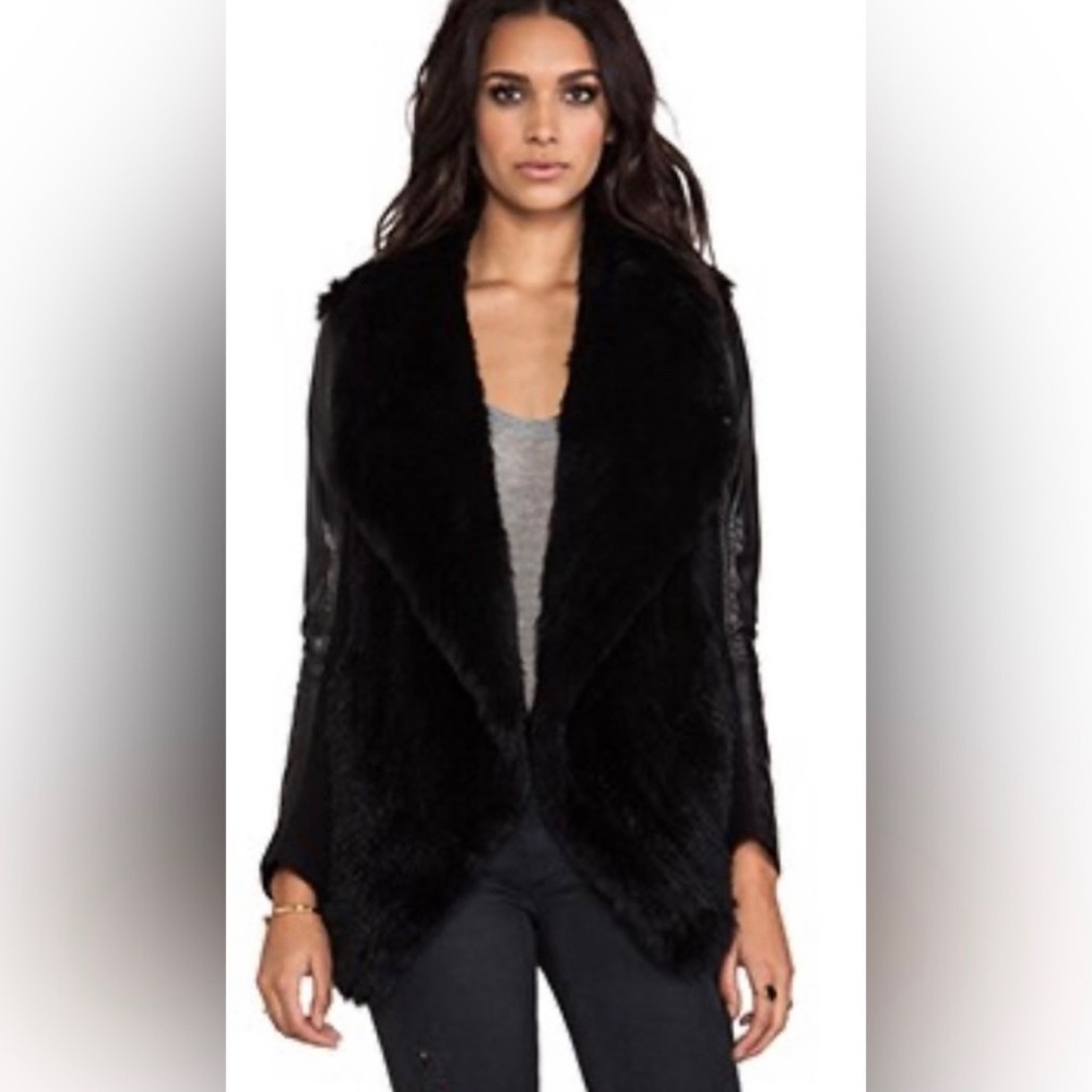 Black Fur and Leather Jacket